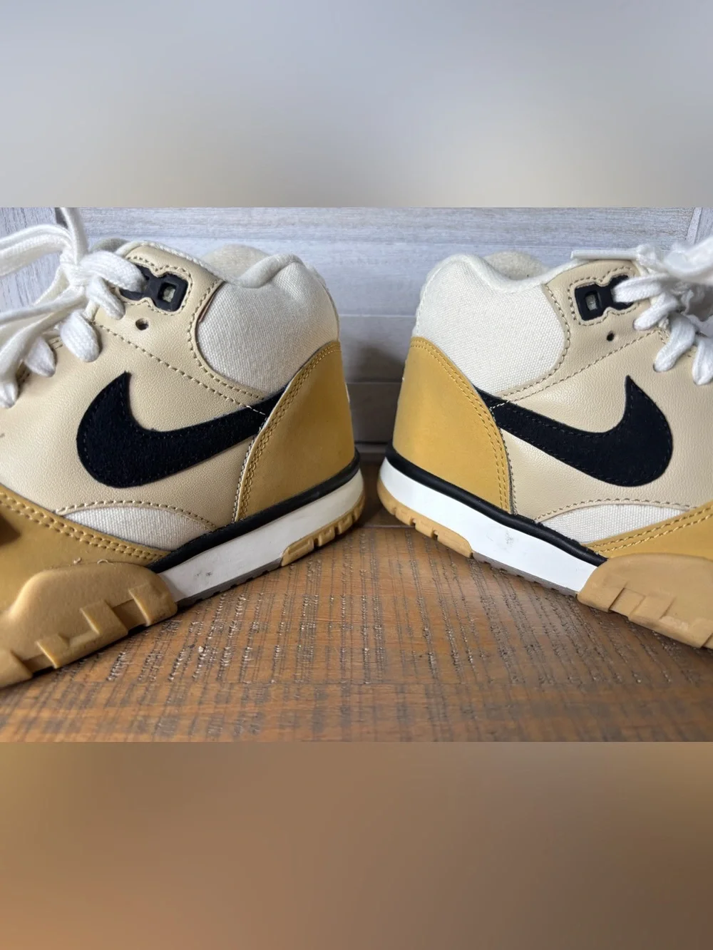 Nike Air Trainer 1 Coconut Milk Team Gold Suede Mid Sneakers DV7201-100 Size 5